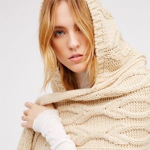 Free People Cable Knit Hooded Scarf